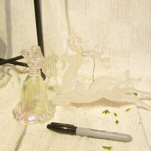 VTG SET OF 3 PLASTIC CHRISTMAS FIGURES, 2 ANGELS, 1 REINDEER